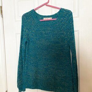 Teal Green Long Sleeve Scoop Neck Knit Sweater, Faded Glory size Medium